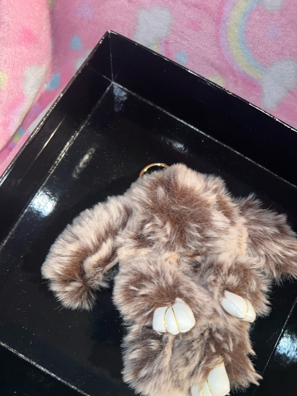 Plush Brown Faux Fur Keychain Charm